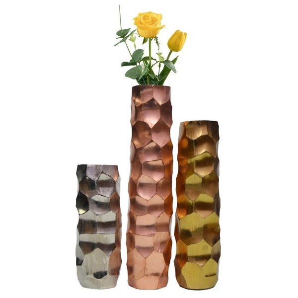 Uniquewise Set of 3 Metal Honeycomb Design Table Flower Vase for Dining Room, Living Room Bedroom, or Wedding QI004247